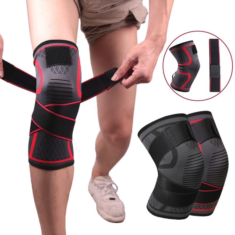 1PC Tấm đệm đầu gối áp lực sử dụng kép Dây đeo dây đeo có thể tháo rời đầu gối để giảm đau Crossfit đào tạo thể thao chạy thể thao Color: Red Size: XXL