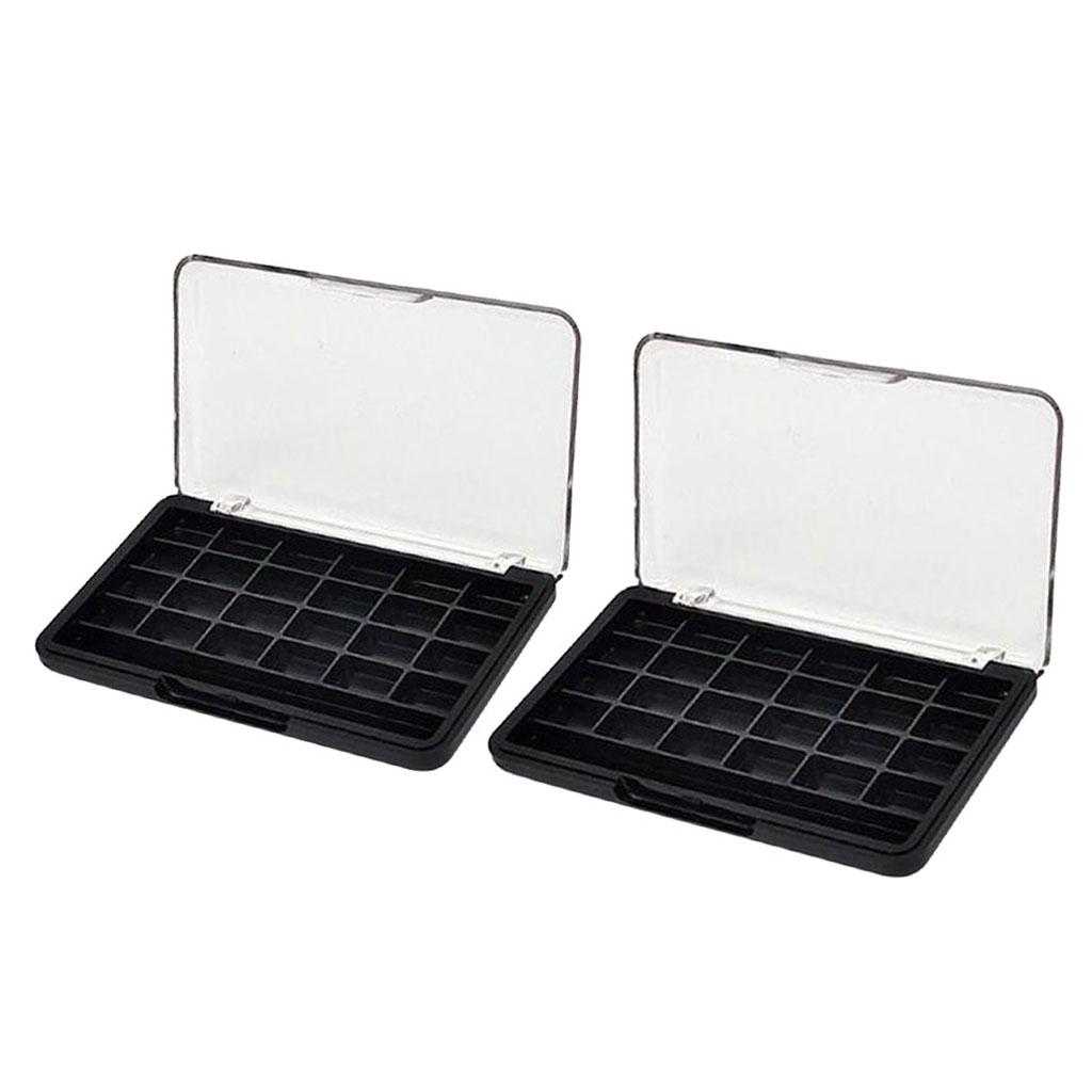 2 Packs 24 Slots Plastic Eyeshadow Palette Powder Bronzer Organizer Holder Case