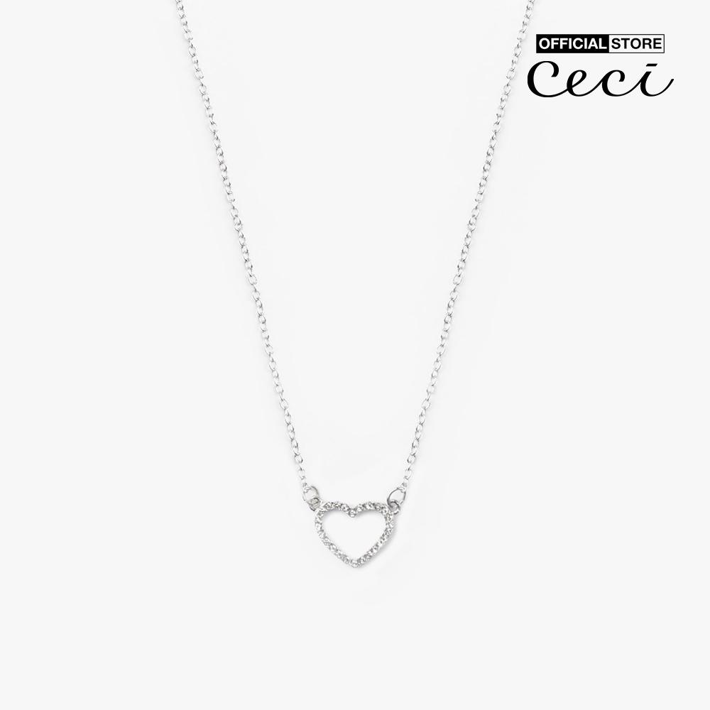 CECI - Dây chuyền nữ sợi mảnh phối mặt khoen trái tim đính đá CC4-01000241-07