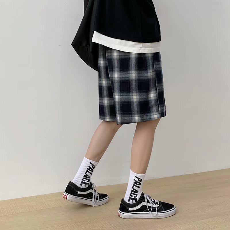 Quần Đùi Ống Rộng Họa Tiết Sọc Caro Thời Trang Cho Nam