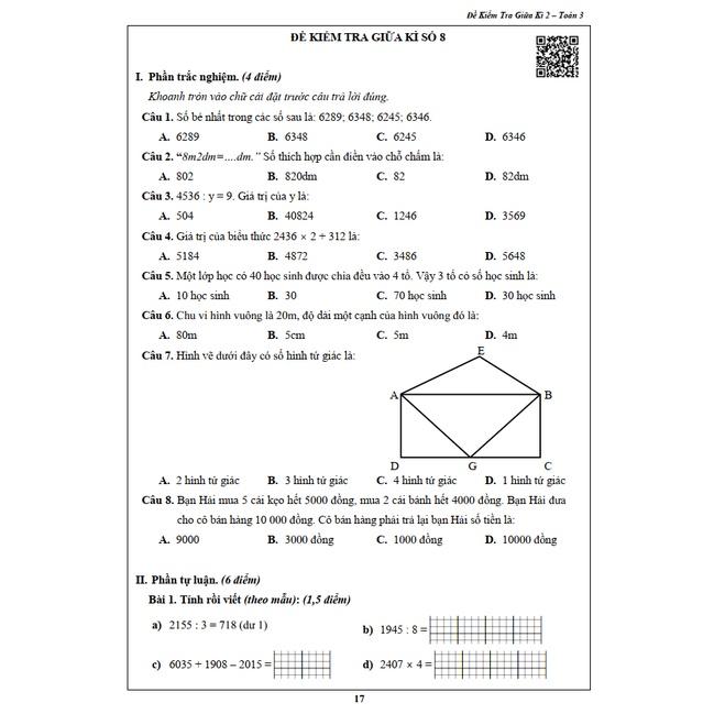 Sách - Combo Bài Tập Tuần và Đề Kiểm Tra Lớp 3 học kì 2 - Môn Toán và Tiếng Việt (4 cuốn)