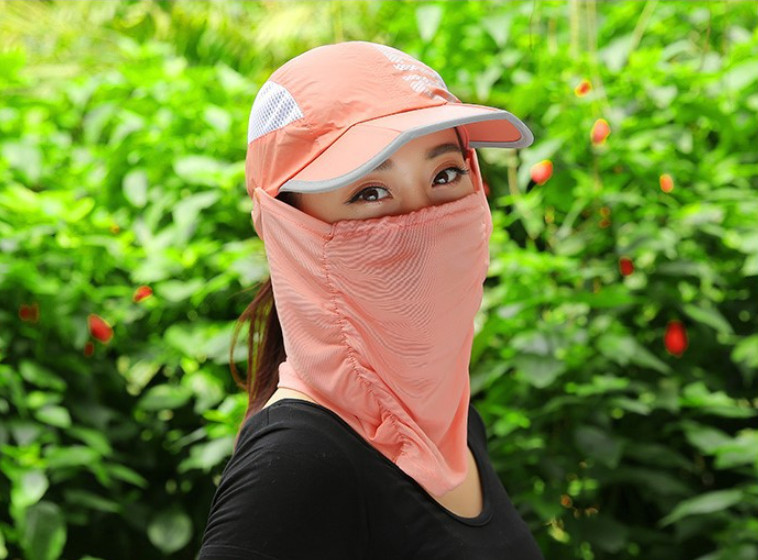 Mũ chống nắng kèm khẩu trang chống uv cao cấp, nón chống nắng khẩu trang 360 độ