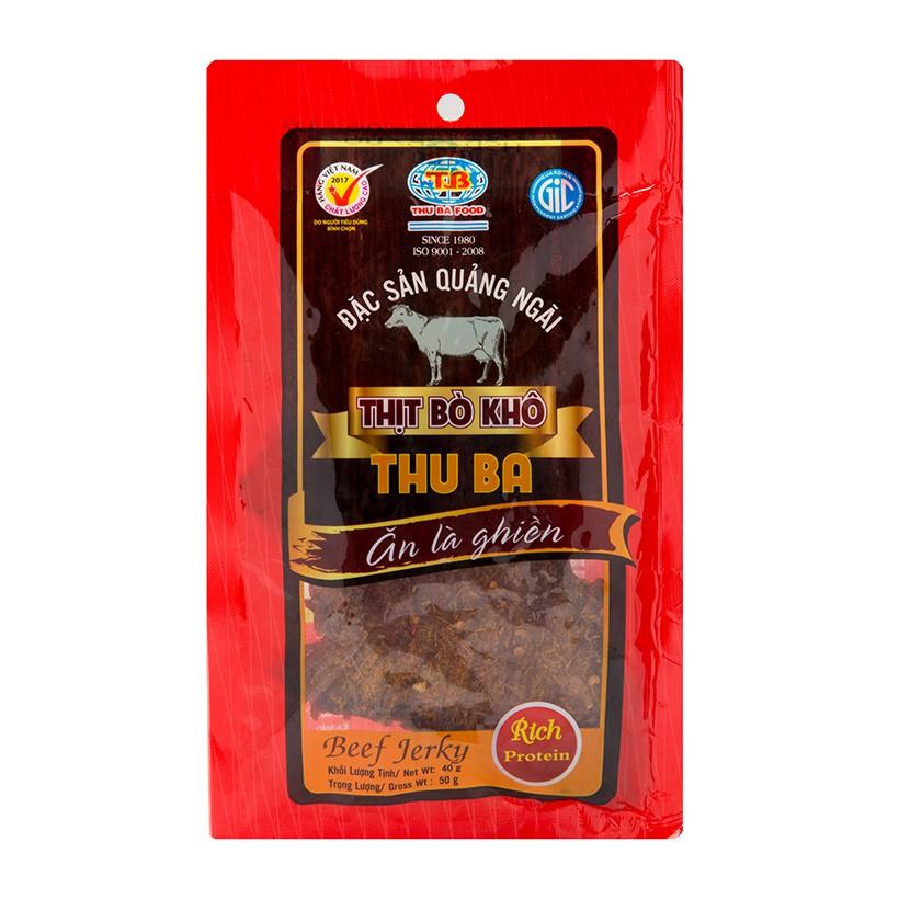 Combo 2 hộp khô bò Thu Ba miếng 250gr tặng 1 gói 35gr, ăn vặt