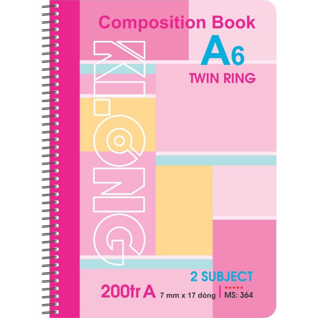 Sổ kẻ ngang lò xo kép bìa nhựa KLONG A6 200 trang 70/92; MS: 364