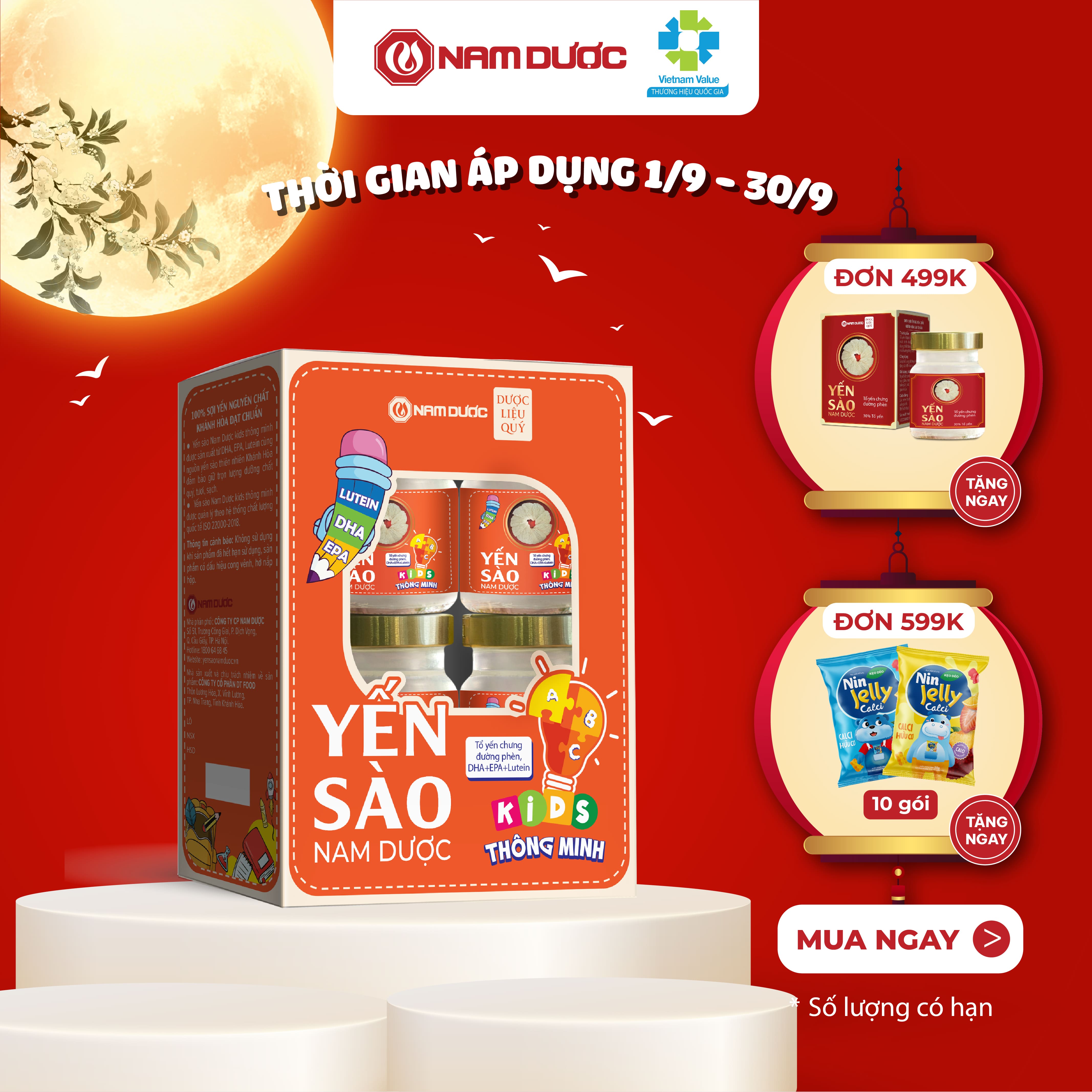 ￼Set 4 Hộp Yến sào Nam Dược Kids Thông Minh, yến chưng sẵn bổ sung DHA, EPA phát triển não bộ, tăng cường trí nhớ cho bé