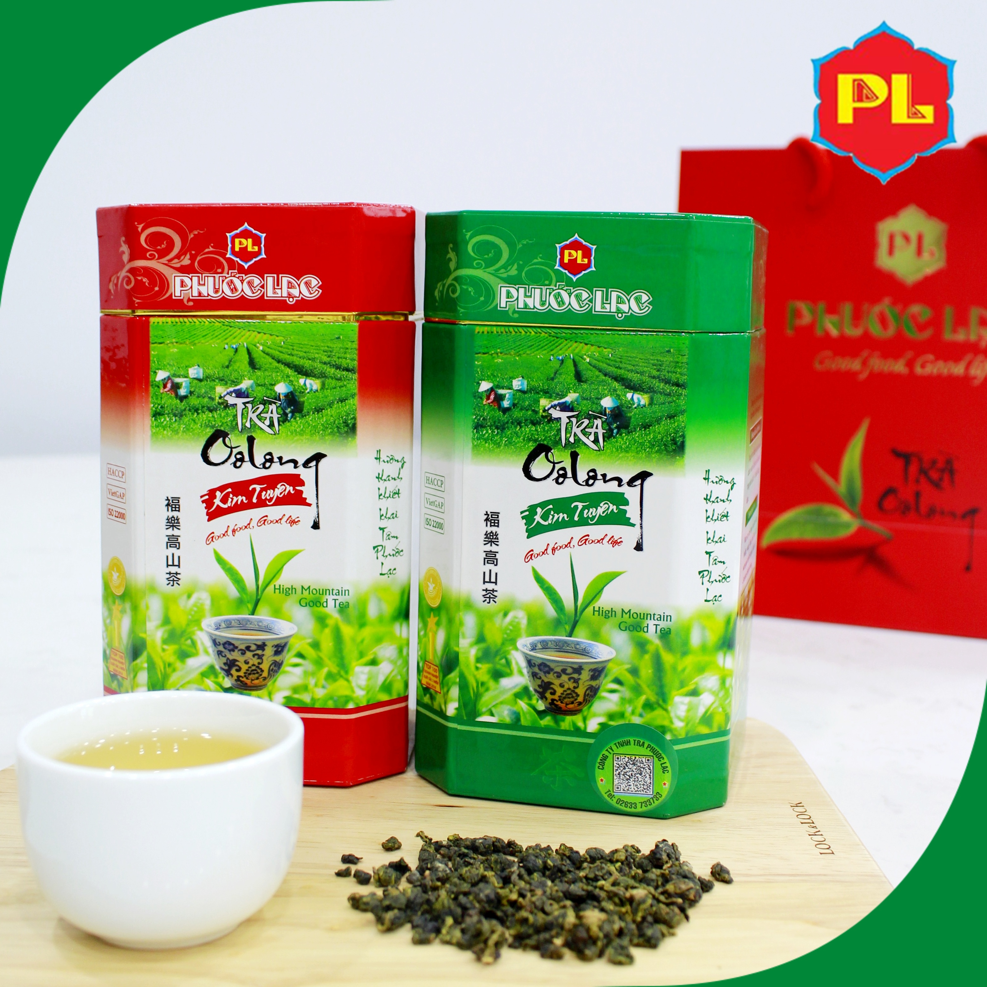 Trà Ô Long (oolong) Kim Tuyên Phước Lạc Hộp Giấy Xanh 250g