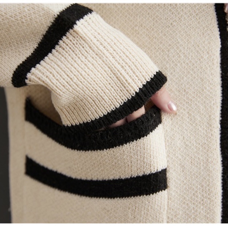 Áo khoác len cardigan nữ dáng dài chạy viền AL070