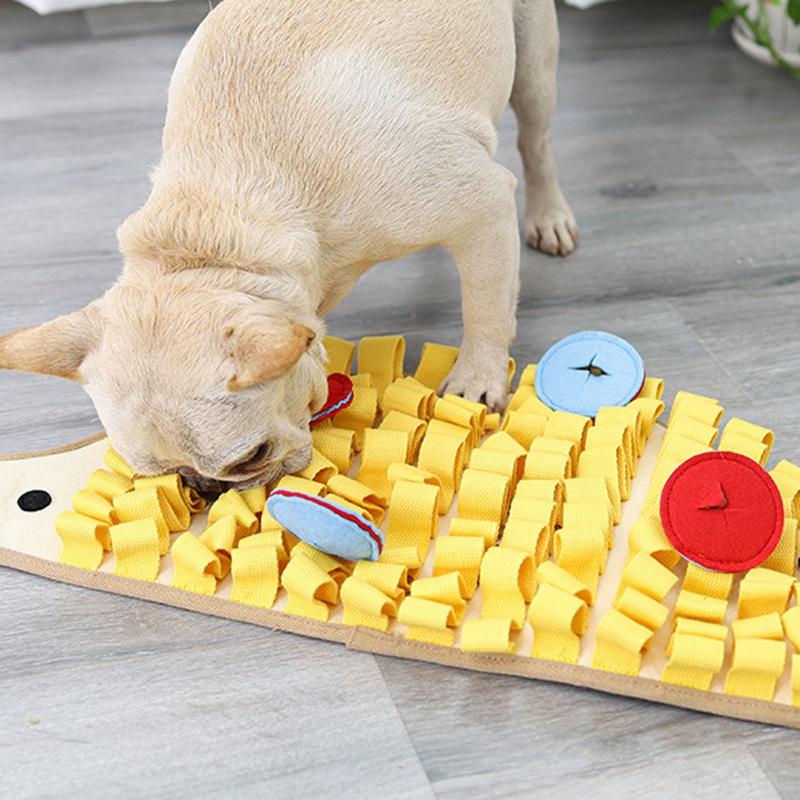 Pet Snuffle Mat Durable Washable Yellow Hedgehog Shaped Dog Slow Feeding Mat