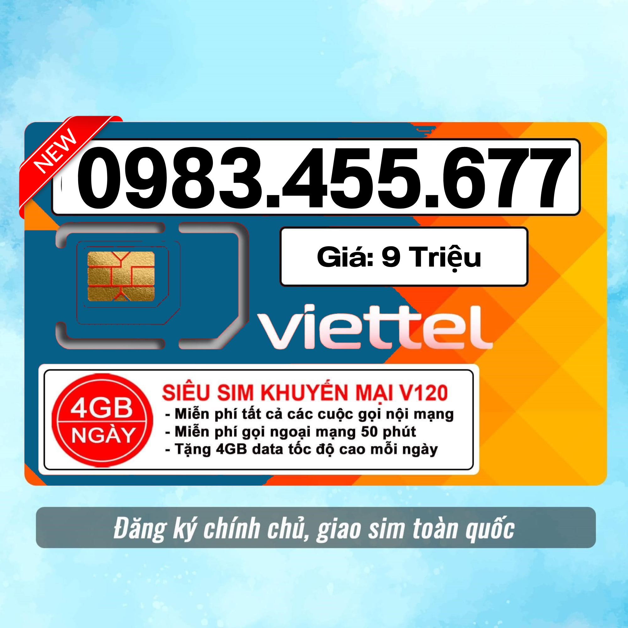 Sim Viettel số đẹp - Hàng chính hãng - 0983.455.677