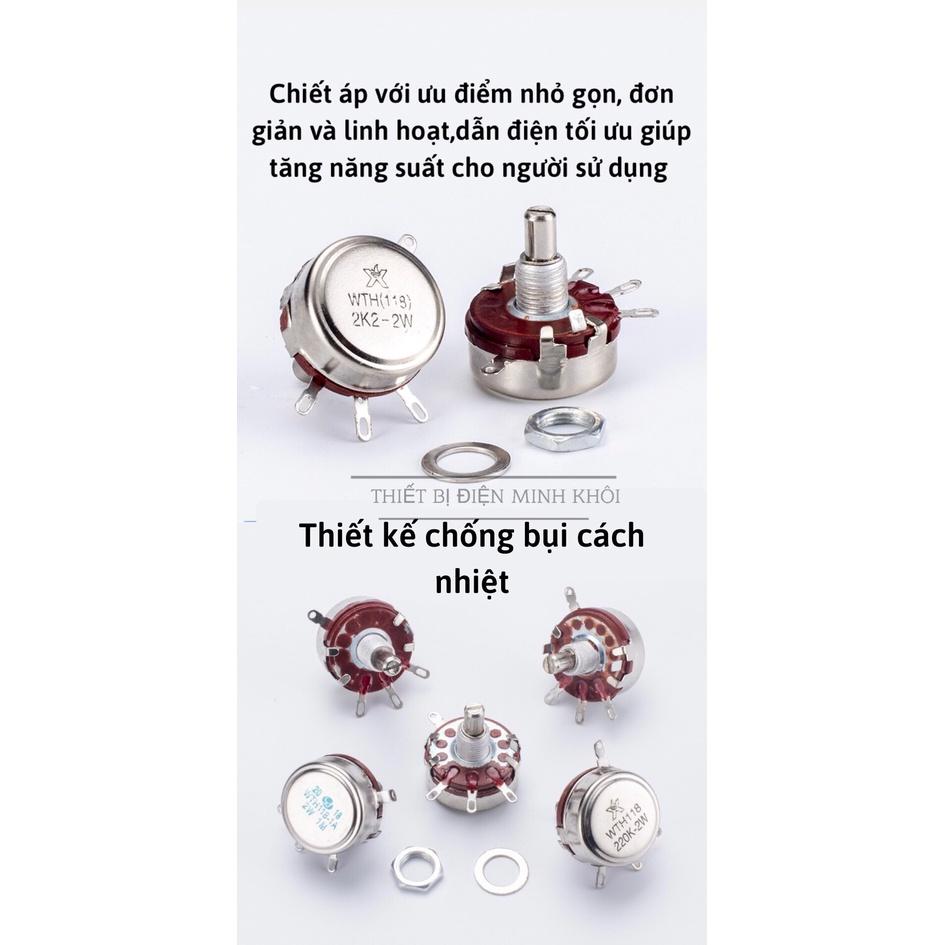 Biến Trở Xoay Chiết áp kèm núm 2W WTH các loại, triết áp,biến trở volume