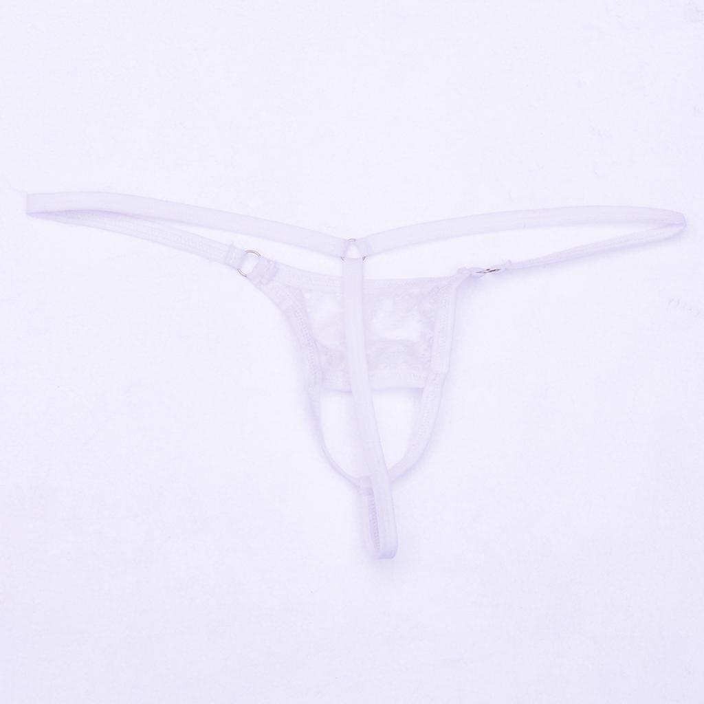 2-6pack Men's Open Front Breathable G-String Underwear Pouch Brief Thong White