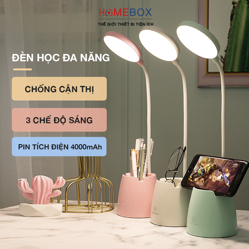 Đèn Bàn Học Đọc Sách, Đèn Bàn Làm Việc Sang Trọng, Đèn Ngủ Cao Cấp (Học Sinh, Sinh Viên, Văn Phòng) LED Chống Cận 03 Mức Độ Sáng, Cảm Ứng Tích Điện Pin 4000mAh - Chính Hãng - JYooHome