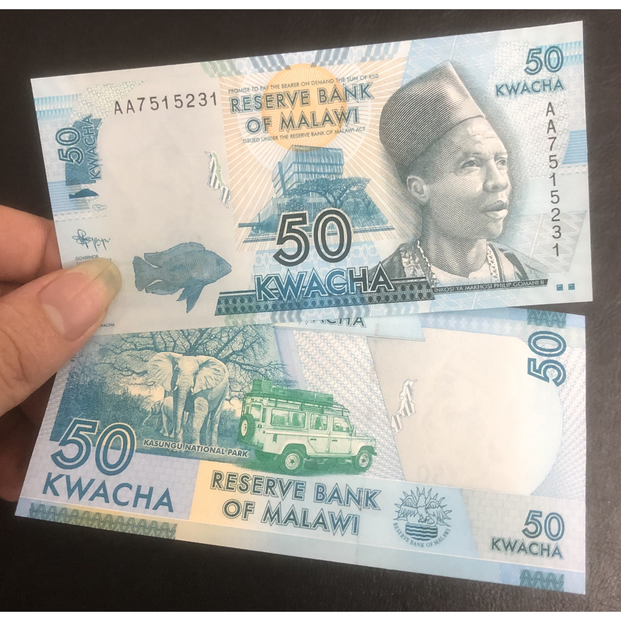 Tờ tiền của Malawi mệnh giá 50, mới cứng, kèm bao nilong bảo quản