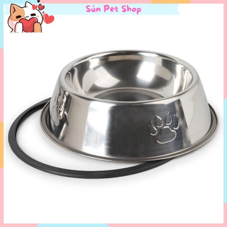 Bát ăn Inox cho chó mèo, có đế cao su chống trơn trượt