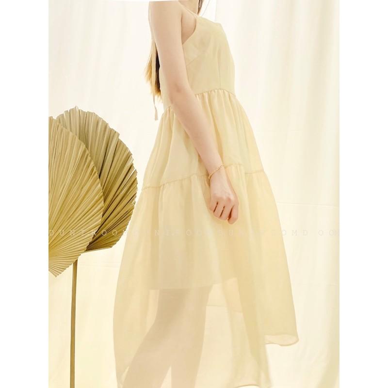 Doll dress - Đầm babydoll nude cột nơ vai