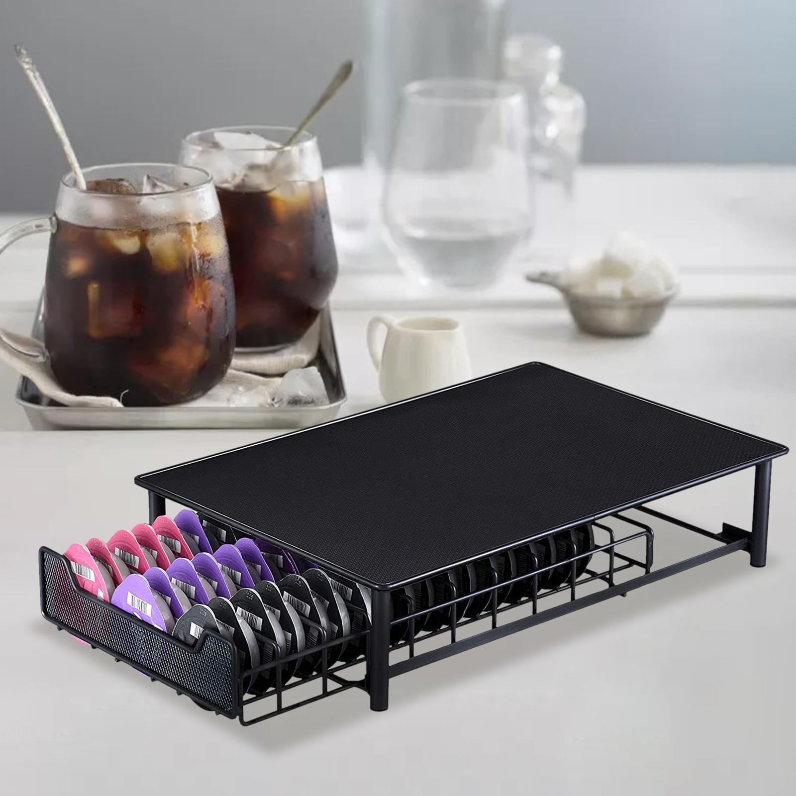 Iron Coffee Drawer Coffee Shelves Capsules Holder, for Office Cafe Home Bar Kitchen