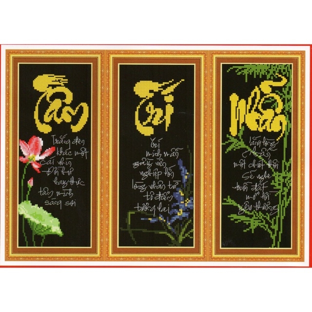 Tranh thêu chữ thập Tâm Trí Nhẫn chưa thêu