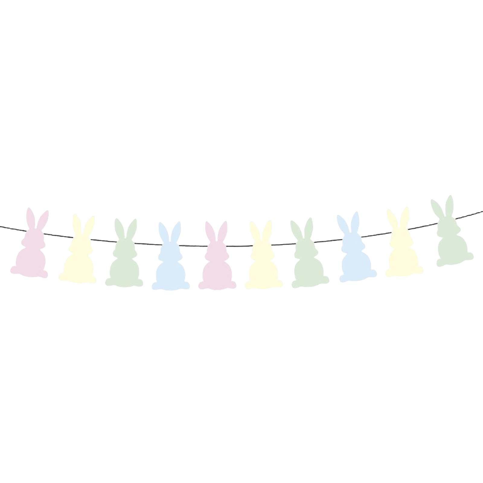 Easter Bunny Banner Wall Hanging Decorations Bunting for Outdoor Party
