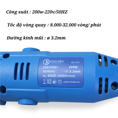 Bộ mài khuôn dùng điện Kingpro-211 Công Suất 200W_Chính hãng