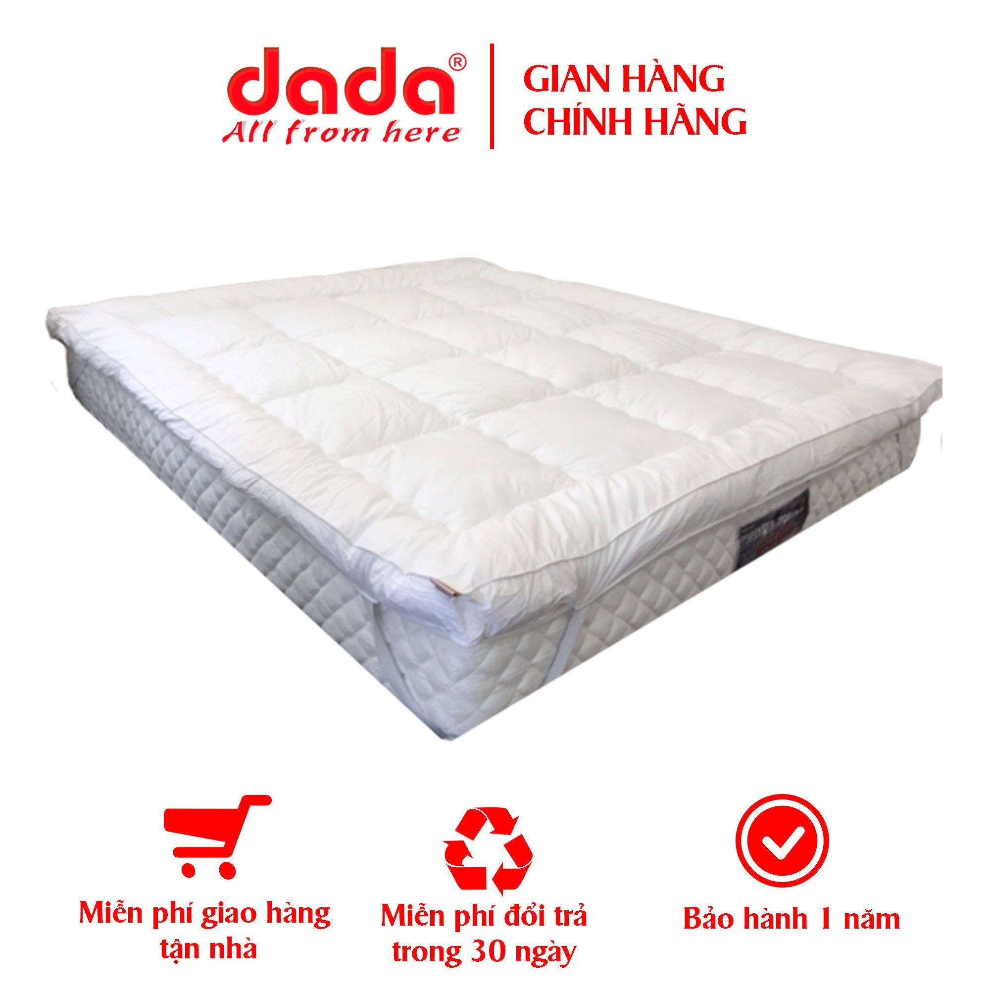 Nệm topper cao cấp DaDa – tiêu chuẩn khách sạn quốc tế 4 sao – 1,8mx2m
