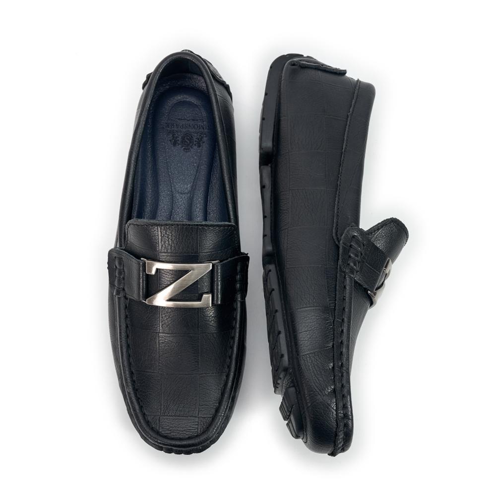 Giày lười nam da bò cao cấp màu đen 11658