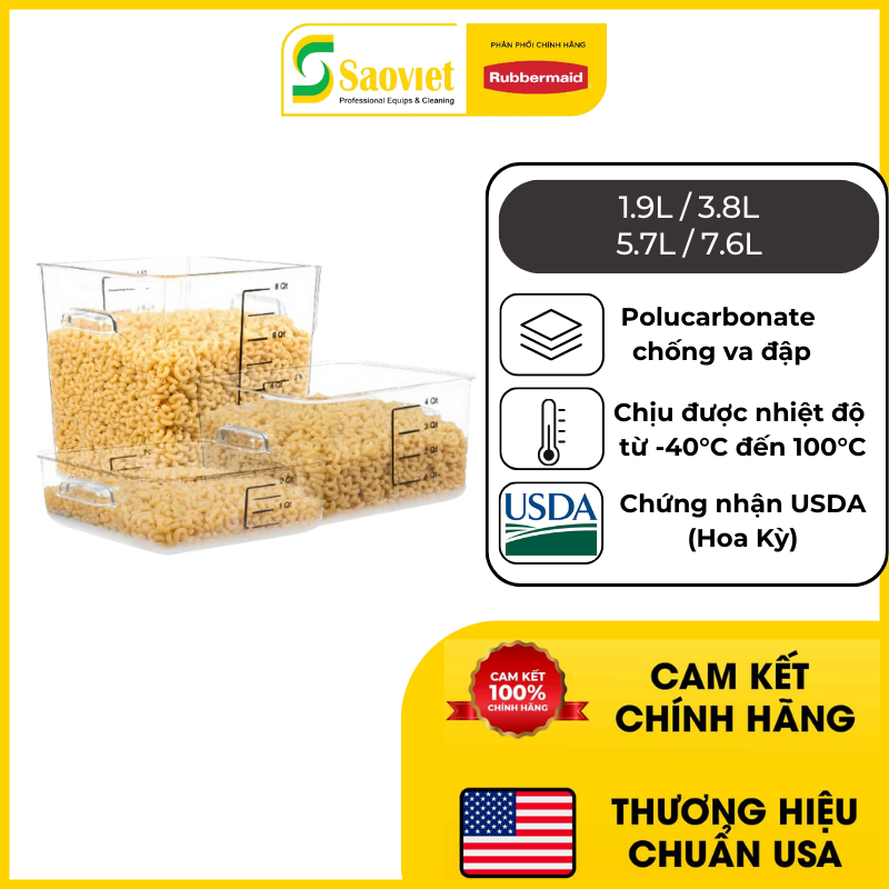 Hộp nhựa đựng đồ cao cấp Rubbermaid có nắp đậy cao cấp chịu được nhiệt độ cao có nhiều size | SAOVIETCO | FG630600CLR