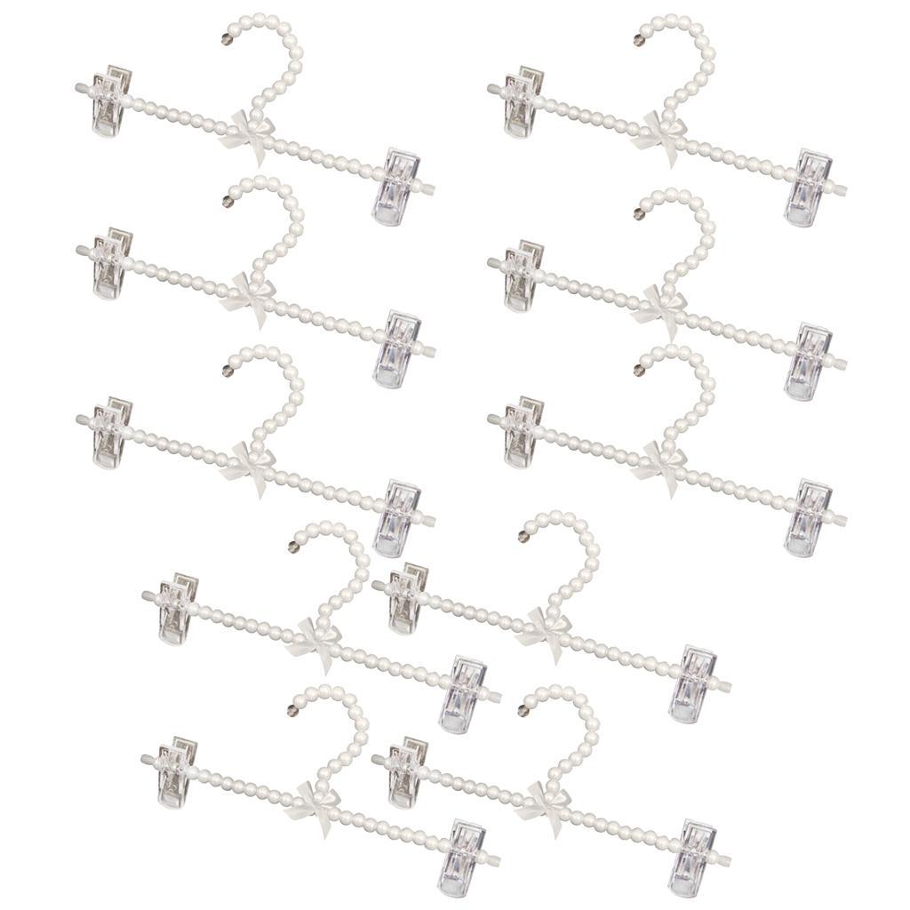 10x White ABS Pearl Adult Kids Clip Hanger Clothes Coat Trouser Skirt Holder