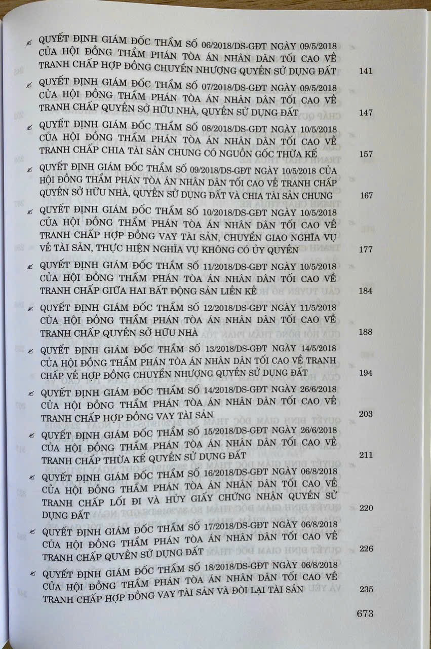 Tuyển tập các quyết định giám đốc thẩm của Hội đồng Thẩm phán Tòa án nhân dân tối cao về hình sự, dân sự, kinh doanh thương mại