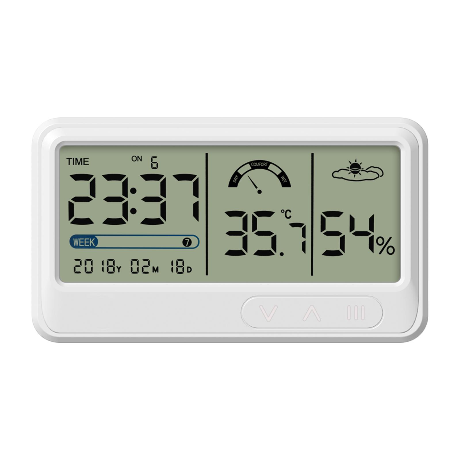 YS201 Indoor Digital Hygrometer Electronic Temperature Humidity Meters Gauge with Time Date LCD Display Clock