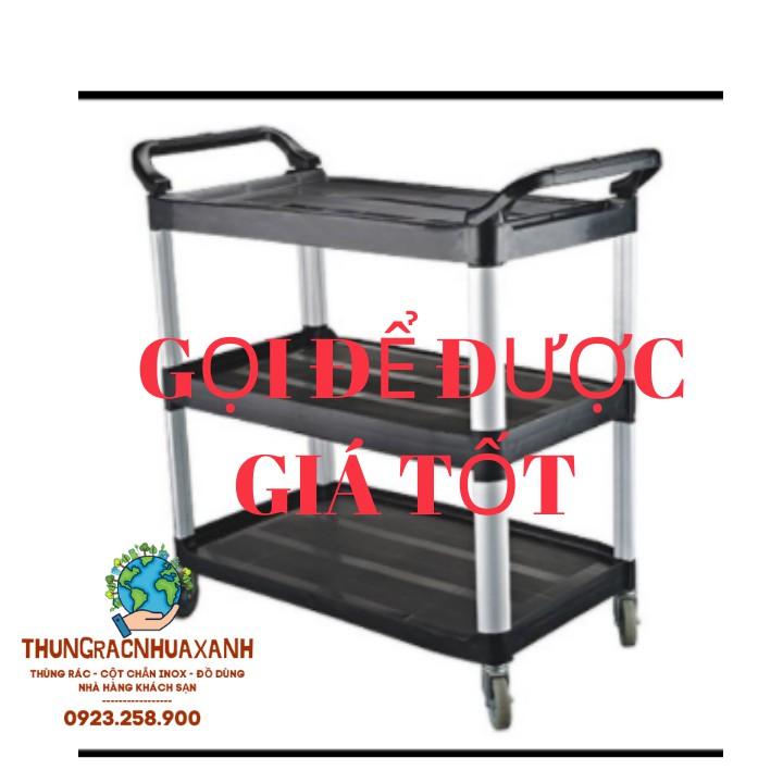 XE ĐẨY PHỤC VỤ BÀN ĂN - XE ĐẨY DỌN DẸP BÀN ĂN NHÀ HÀNG CHẤT LIỆU NHỰA CAO CẤP MÀU ĐEN L010B