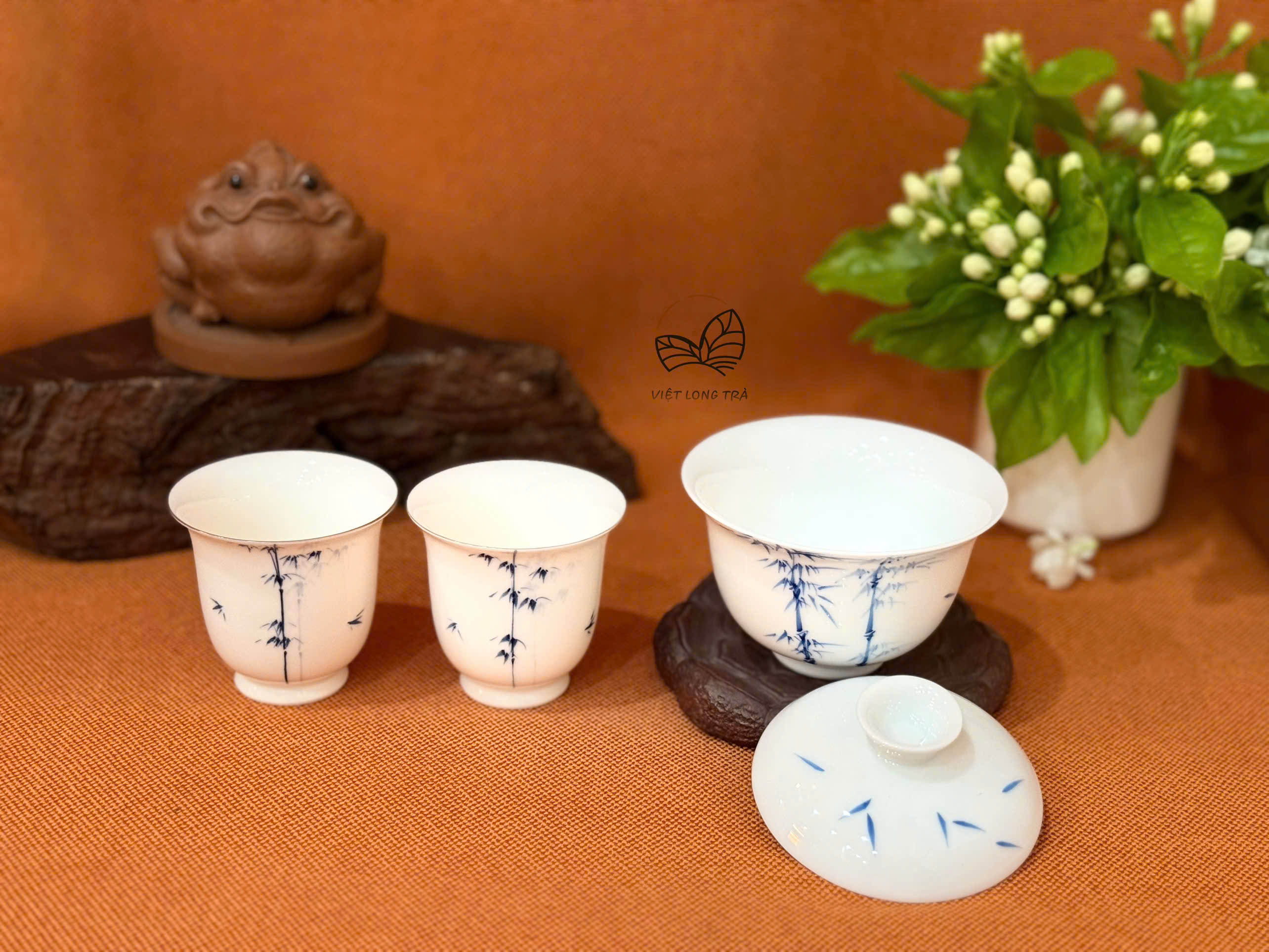 CHÉN KHẢI PHA TRÀ SỨ TRẮNG VẼ TAY TRÚC TIẾT - DUNG TÍCH 125ML