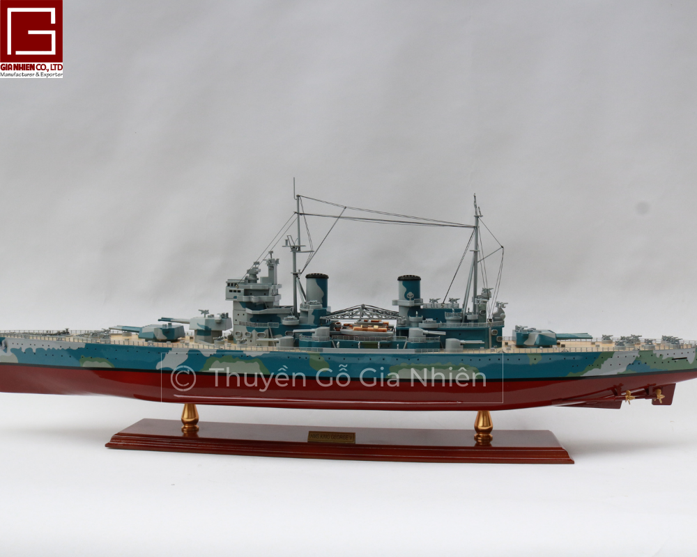 Mô Hình Thuyền Gỗ Phong Thủy Dạng Thuyền Chiến HMS KING GEORGE V Chính Hãng Hàng Xuất Khẩu Chất Lượng Cao