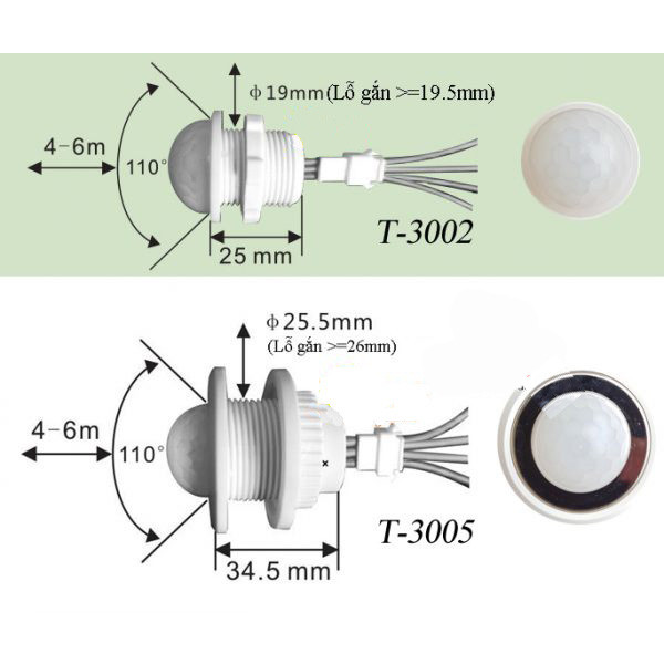 Công tắc cảm biến chuyển động hồng ngoại mini T-3005