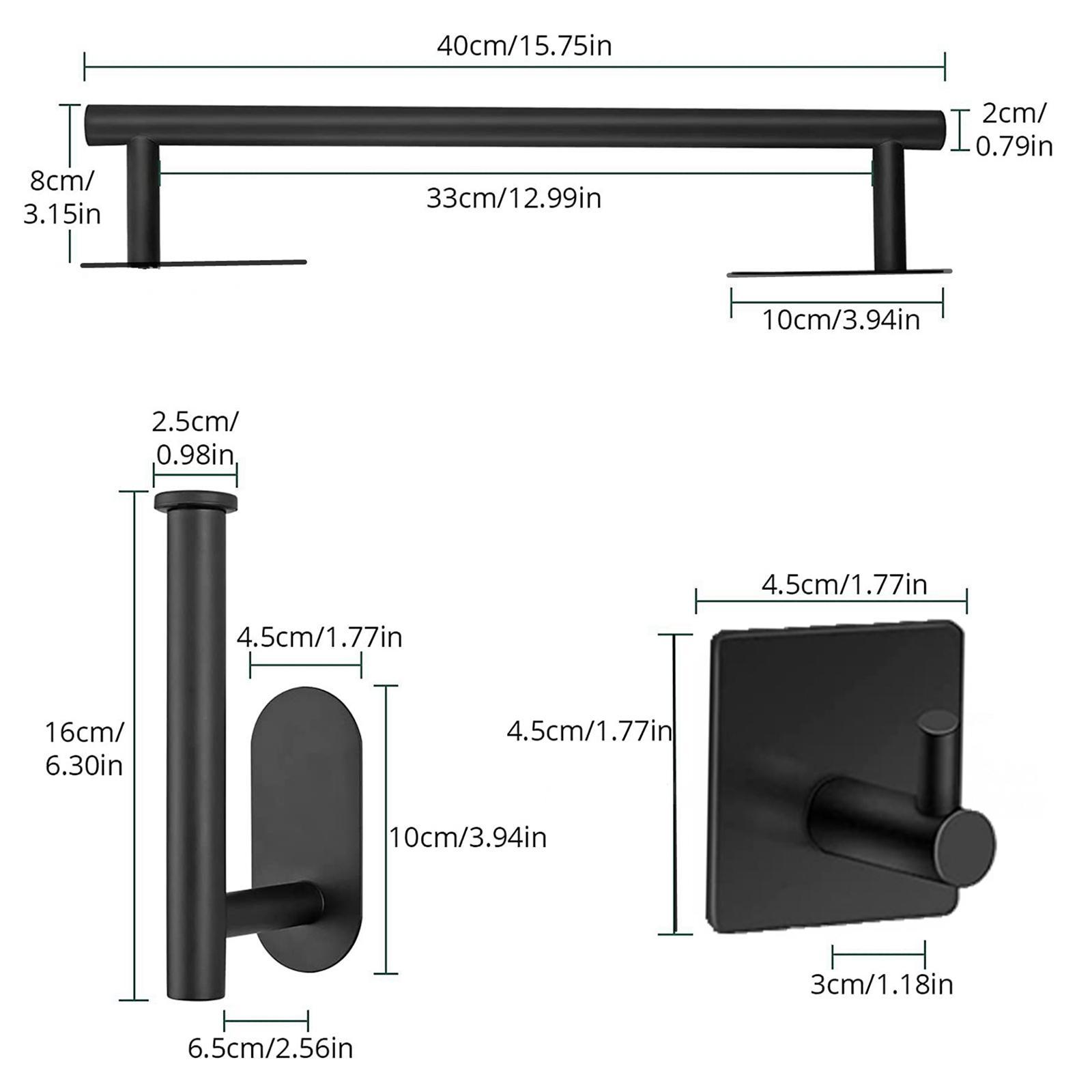 2x Wall Mounted Towel Bars Towel Hanger Towel Holder with