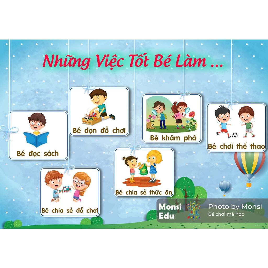 Monsi Edu Học Liệu Dính Dán Hành Vi &amp; Kỹ Năng Cho Bé Montessori F21M