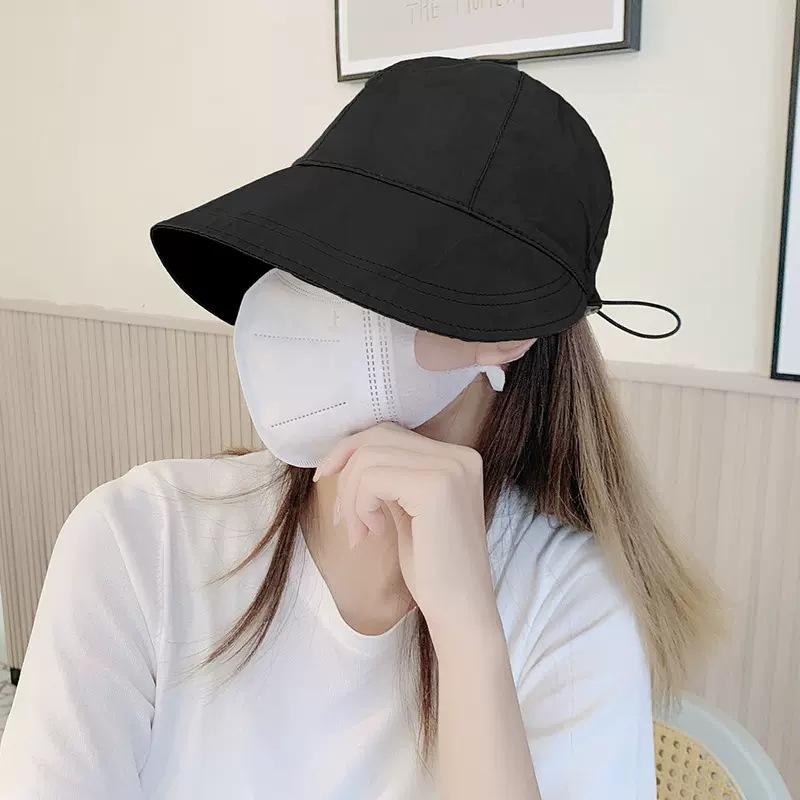 Mũ chống nắng nửa đầu Hàn Quốc, nón vành rộng có nút  đeo khẩu trang, mũ chống nắng buộc tóc đuôi ngựa