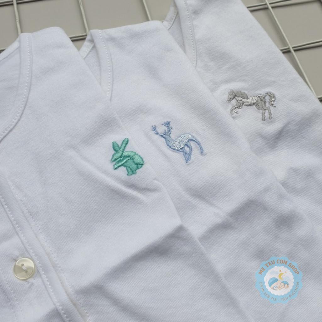 ÁO SƠ SINH COTTON TRẮNG THÊU HÌNH TAY NGẮN/ TAY DÀI CHO BÉ - MIATOP