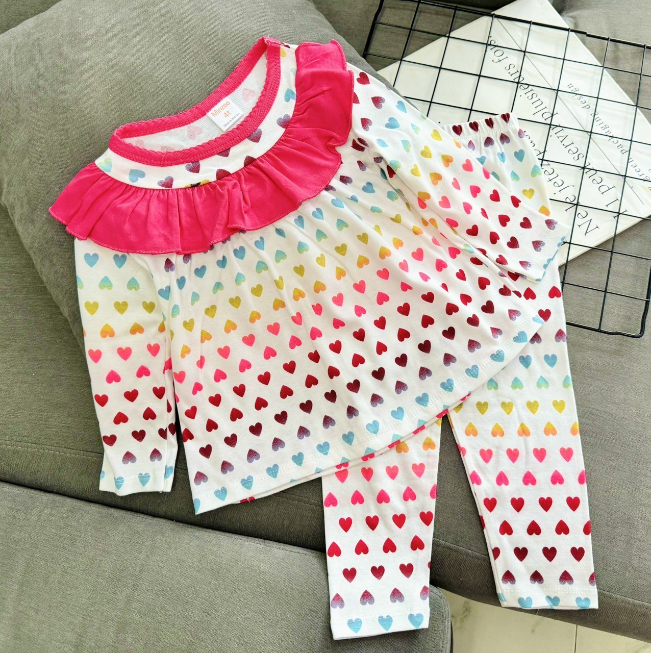 Bộ ngủ dài tay cho bé gái từ 8-25kg chất cotton hàng xuất mềm mịn mát