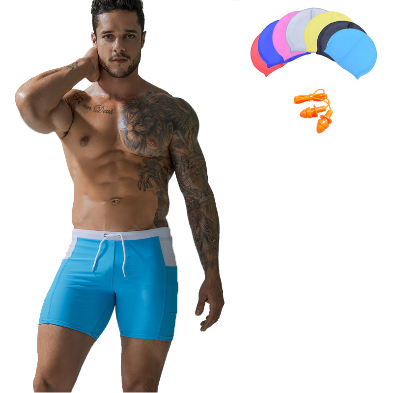 Hình ảnh Quần Bơi Nam Boxer Có Túi CLEACCO DEENYT Chất Liệu Nylon Cao Cấp , Chống Thấm , Nhanh Khô Form Fitness Thời Trang (Tặng kèm nón bơi + bịt tai silicon) - Hàng Chính Hãng