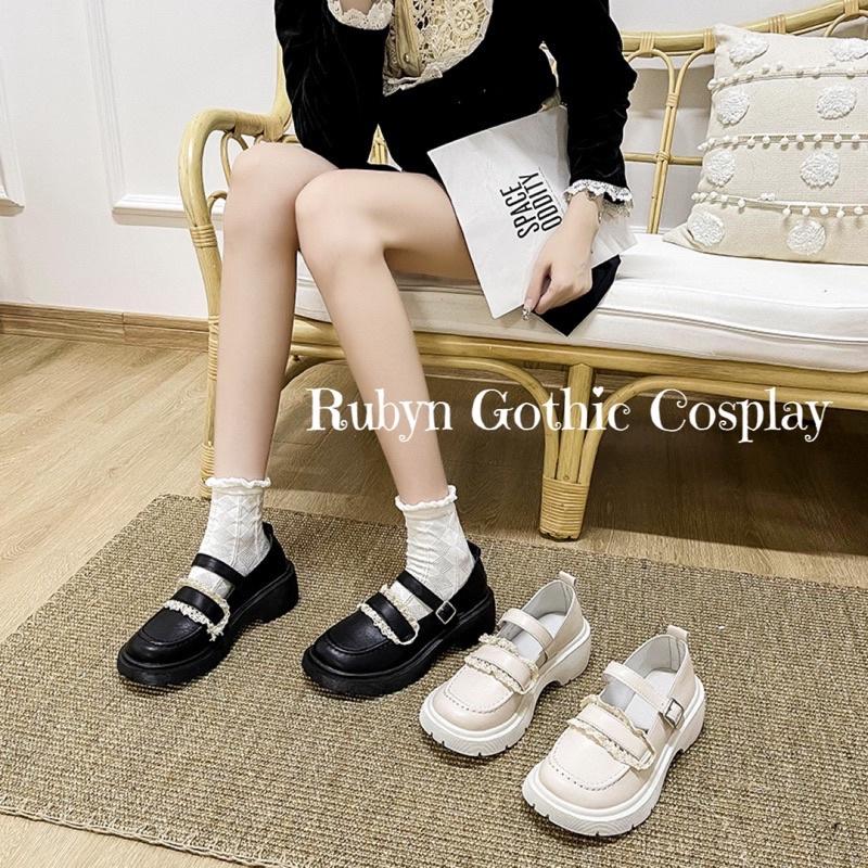 Giày Lolita phối ren siêu xinh đế cao 5cm ( màu Trắng và Đen ) size 35 - 40