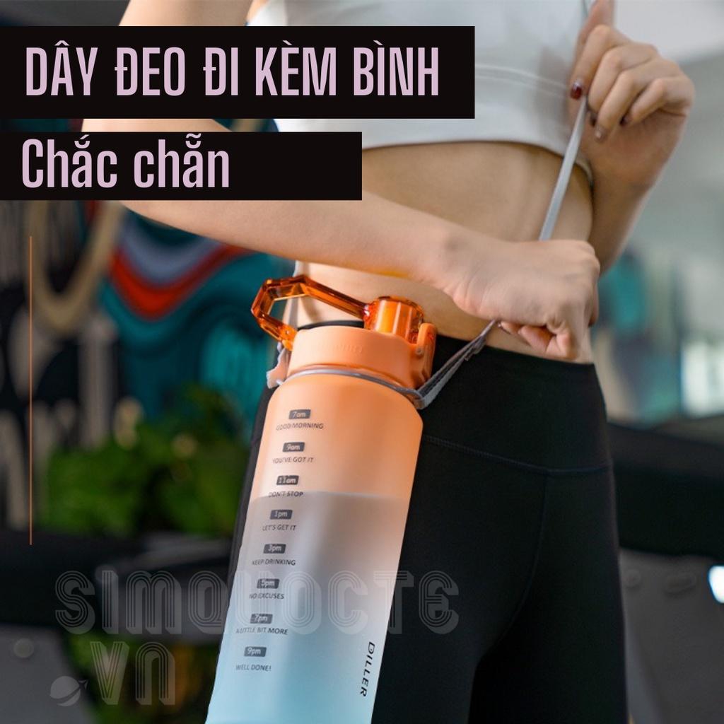 Bình nước thể thao detox kèm ống hút tháo rời và quai đeo tiện lợi DILLER