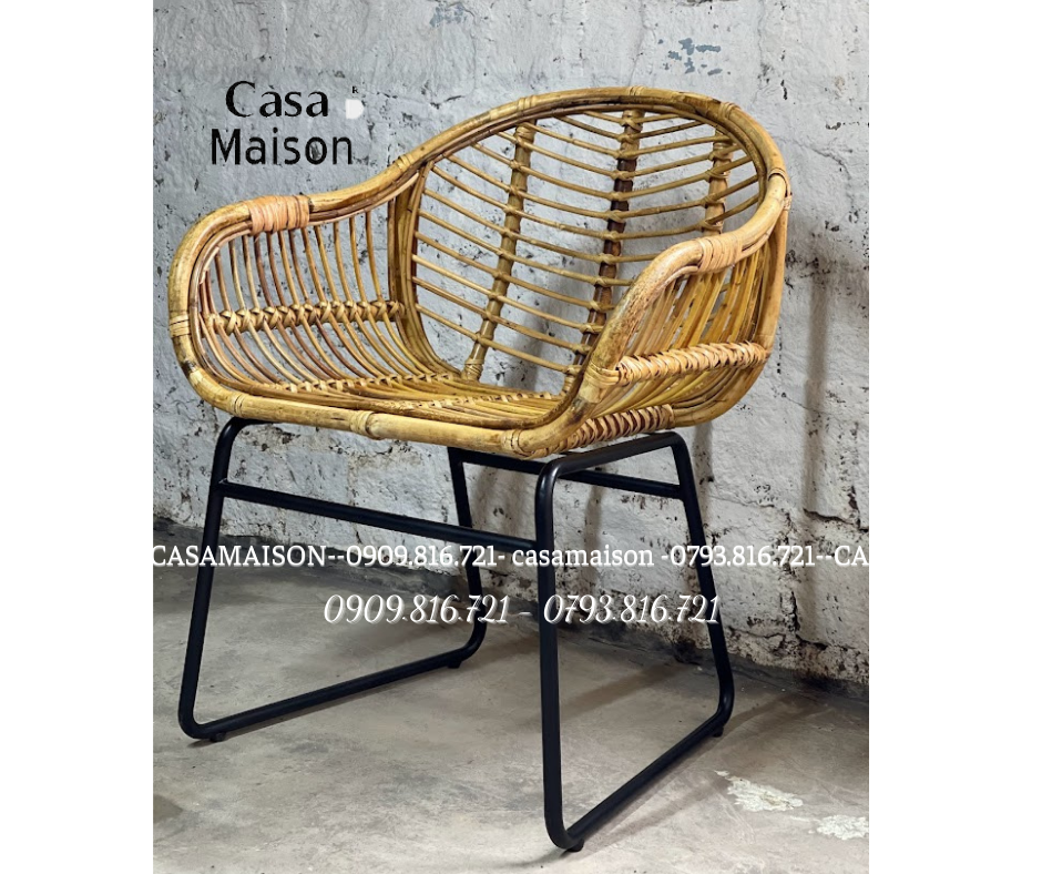 Ghế Mây Chân Sắt Vuông 2021- Rattan Chair With Iron Leg- CH0101