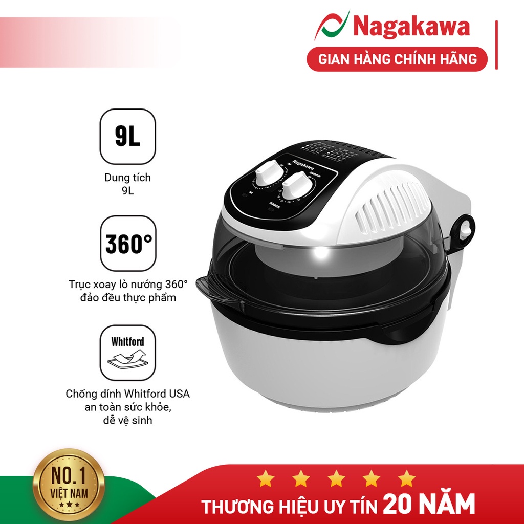 Nồi chiên không dầu 9L NAG3302 - Xoay 360 độ - Hàng chính hãng