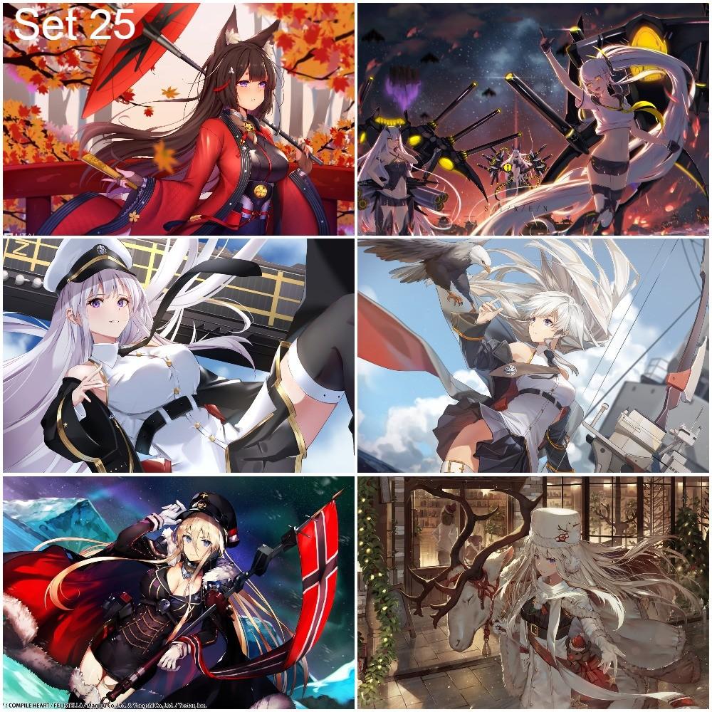 Bộ 6 Poster game Azur Lane (4) (bóc dán) - A3,A4,A5