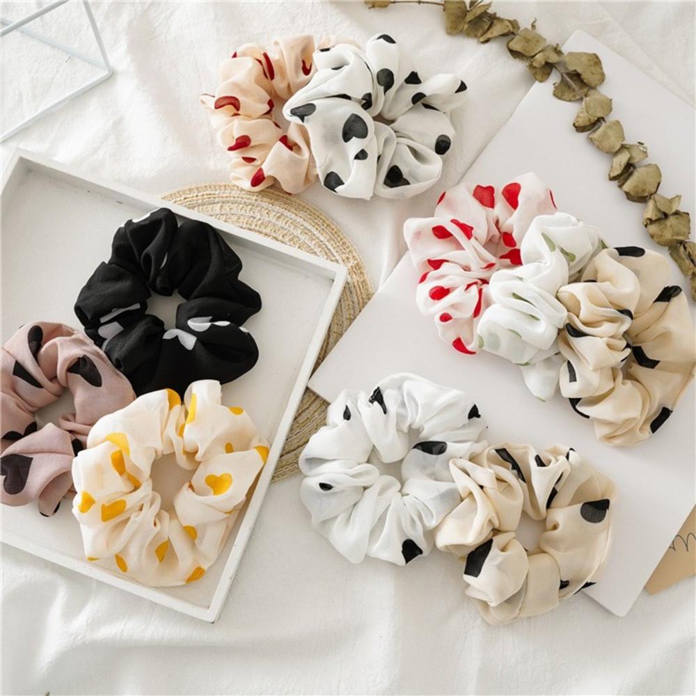 DÂY CỘT TÓC SCRUNCHIES CHẤM BI TIM MỚI LẠ PHONG CÁCH HÀN QUỐC PHÙ HỢP VỚI NHIỀU TRANG PHỤC