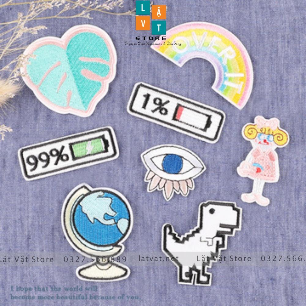 Patch ủi quần áo PIXEL ĐIỆN TỬ cực kì dễ thương, dán Vali, tủ lạnh, Sticker miếng dán cá tính, xinh xắn