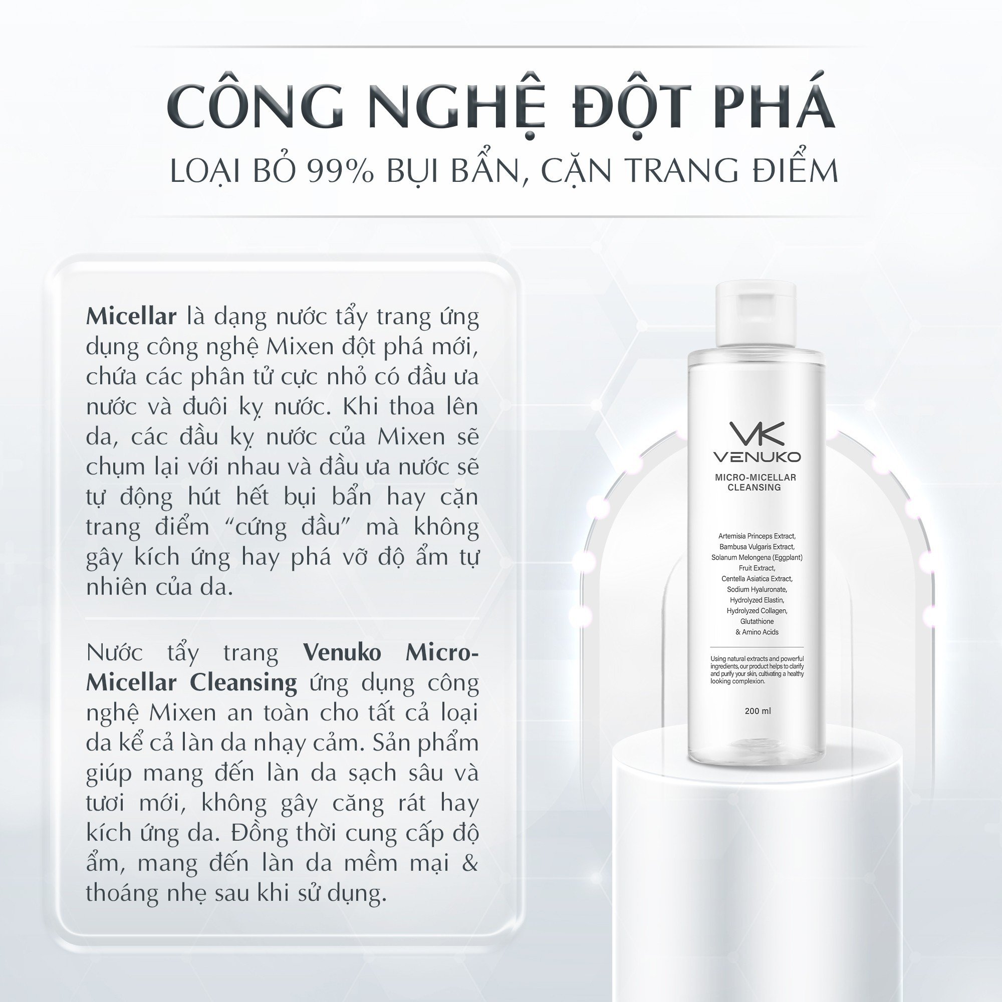 Nước Tẩy Trang Venuko Micro-Micellar Cleansing 200ml