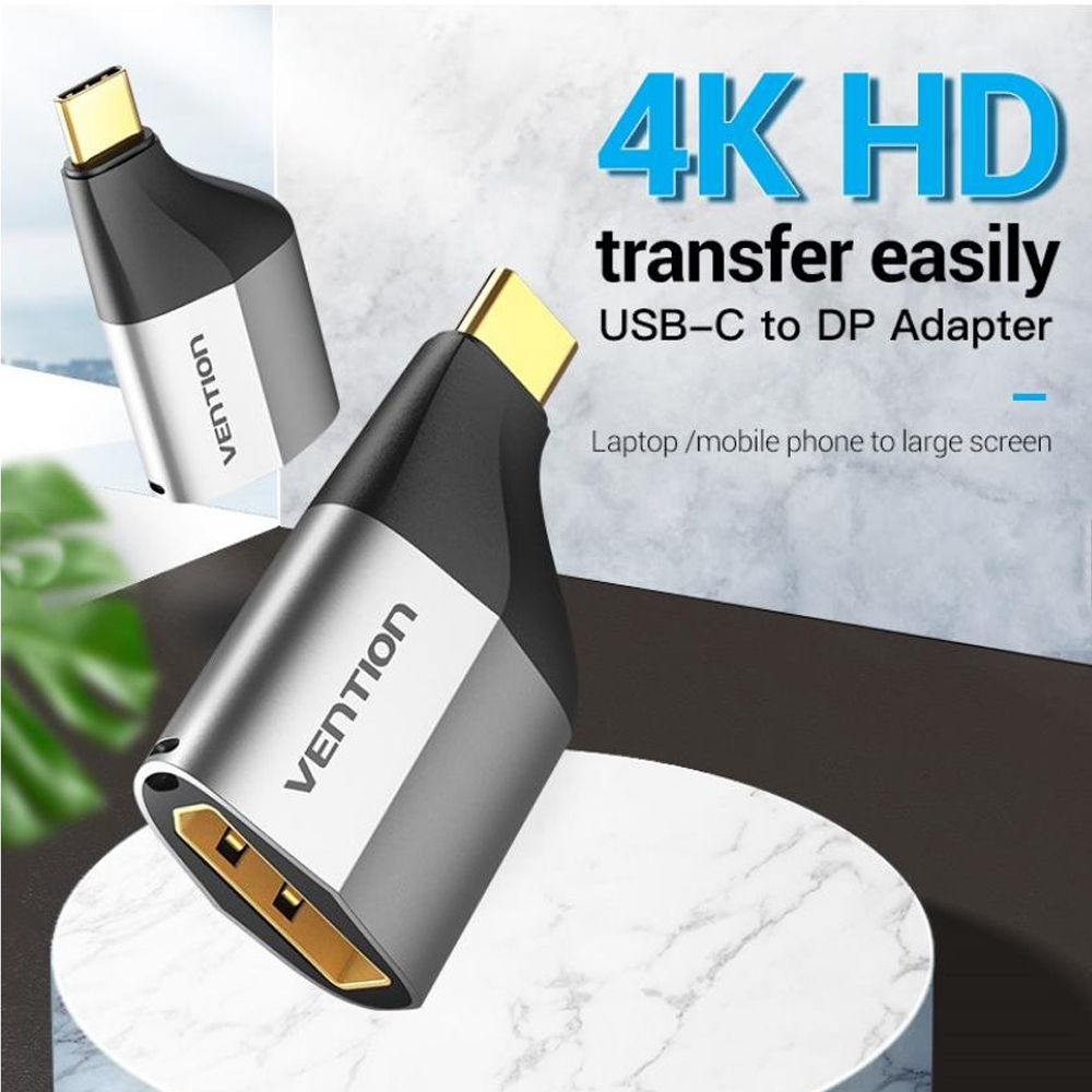 Đầu chuyển đổi USB Type-C sang Displayport Vention hỗ trợ 4k60hz - Hàng chính hãng