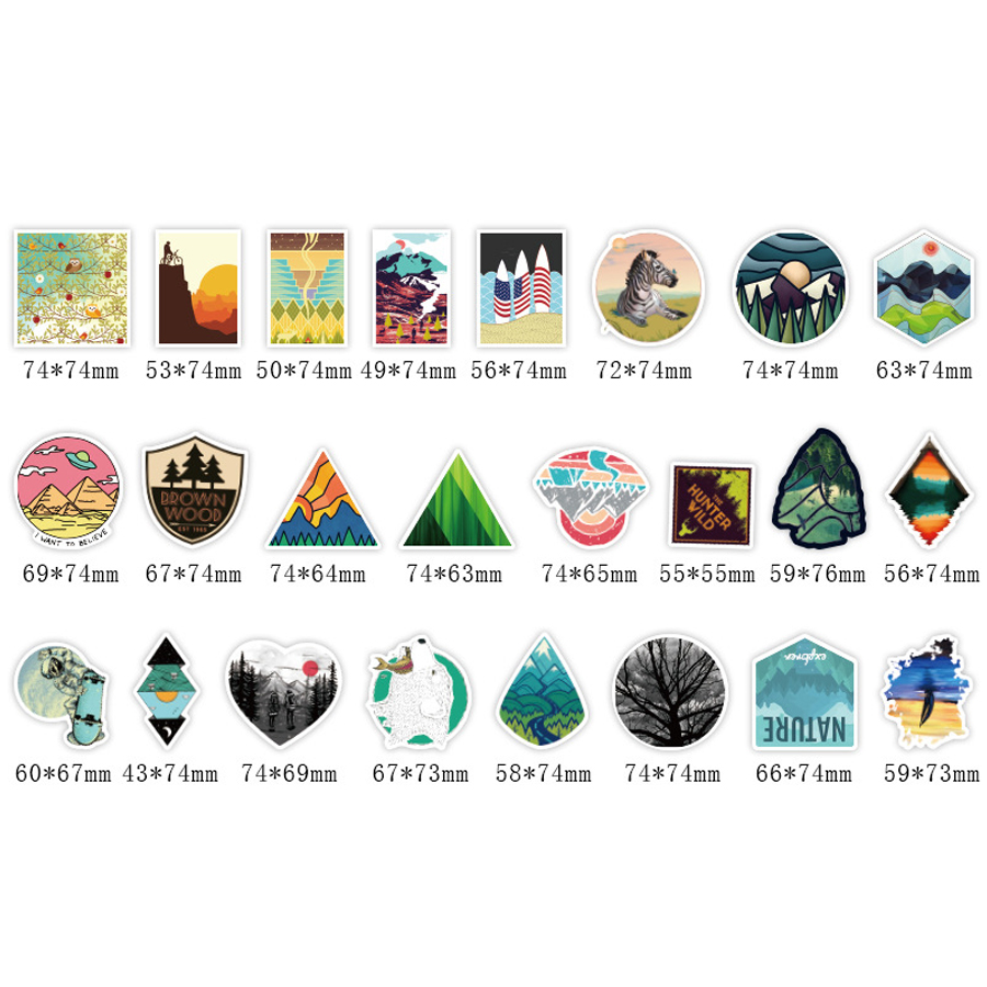 Set 50 Sticker chủ đề du lịch Travel Word dán Điện thoại, Laptop, Vali, Mũ bảo hiểm, Xe máy