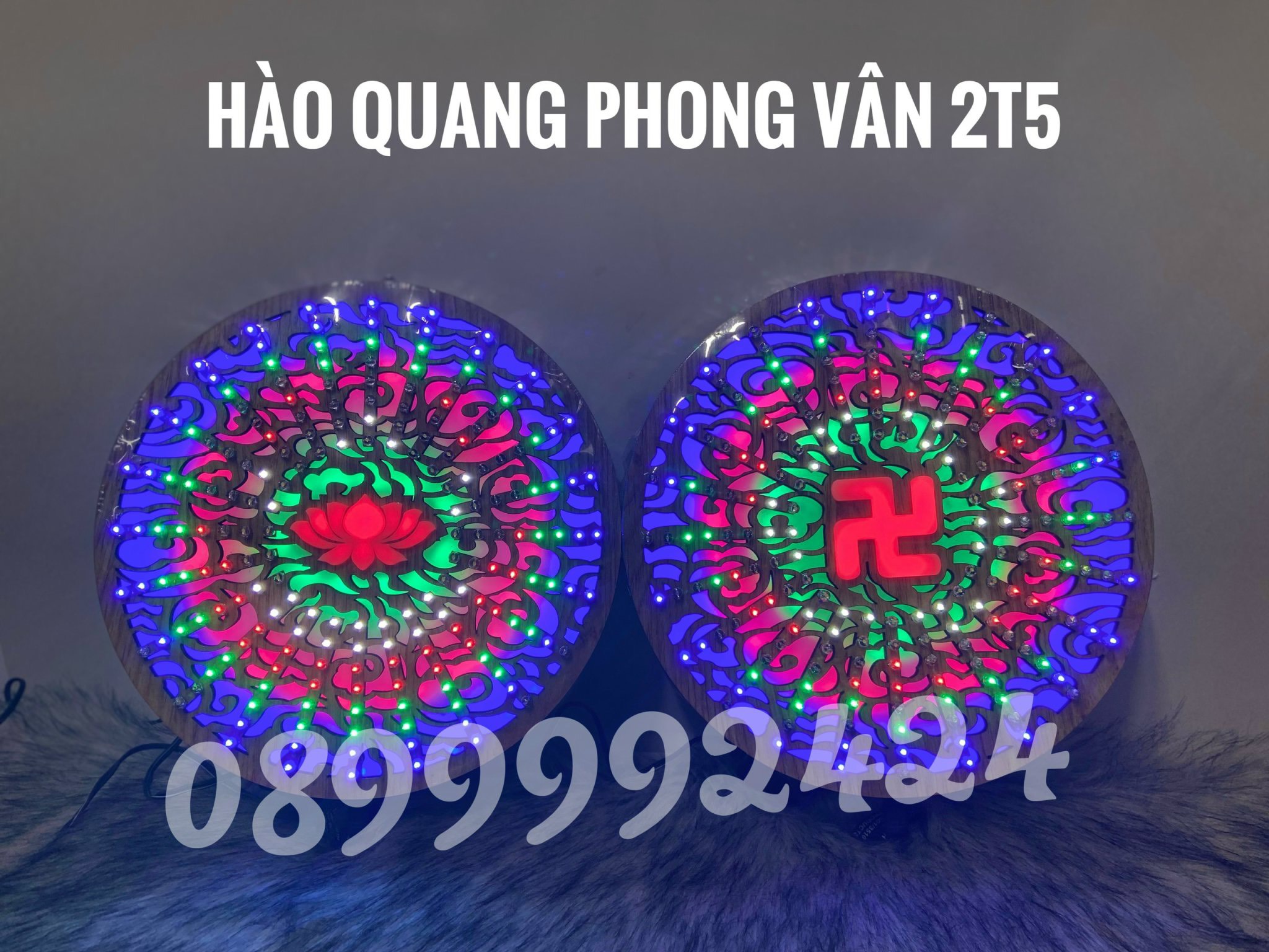 ĐÈN THỜ HÀO QUANG LED PHONG VÂN 2 Tấc 5 (25cm)